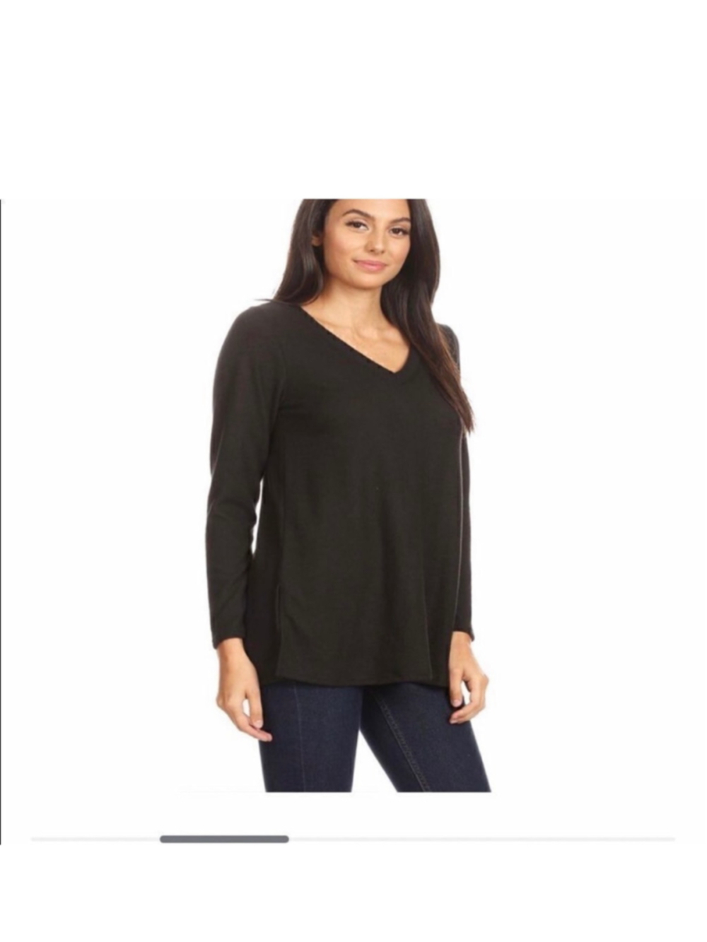 Women's Avenue Black Long Sleeve V-Neck Sweater Plus Size 22/24